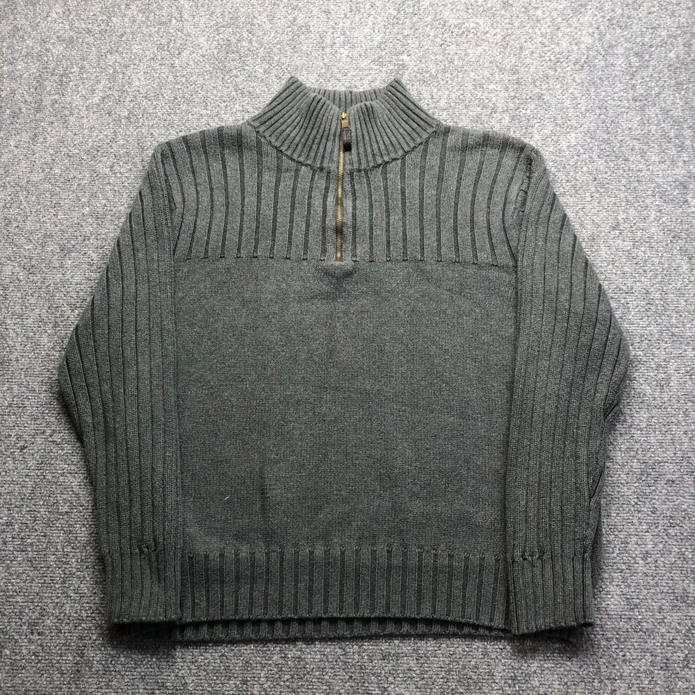 Great Northwest Clothing Company Mens XXL Gray Quarter Zip Ribbed Knit Sweater